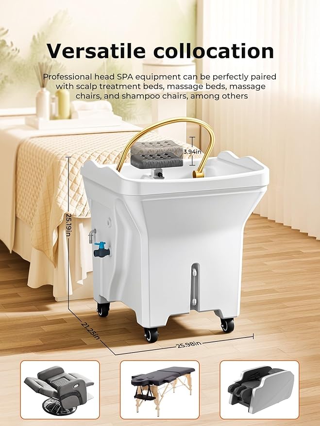 Head Spa Equipment, Portable Head Spa with Large Water Tank, Water Circulation System & Touch Panel | Perfect for Barber Shop, Hair Salons and Home Use