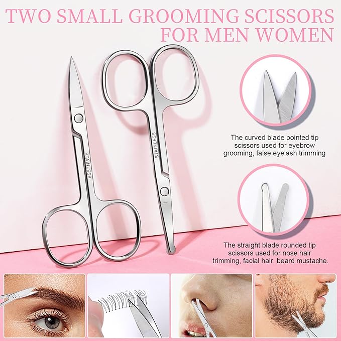 Teenitor Facial Tools Kit with Blackhead Remover Tweezers, Ingrown Hair Tweezers, Pimple Extractor Acne Treatment Tool, Eyebrow Scissors, Razor, Brush
