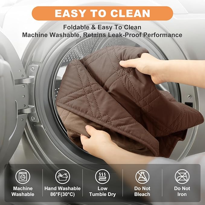 100% Waterproof Washable Dog Blanket, Dark Brown+Taupe, 52"x82" | 7-Layer Reversible Couch Covers for Dogs Met for Sofa Furniture Car Camping
