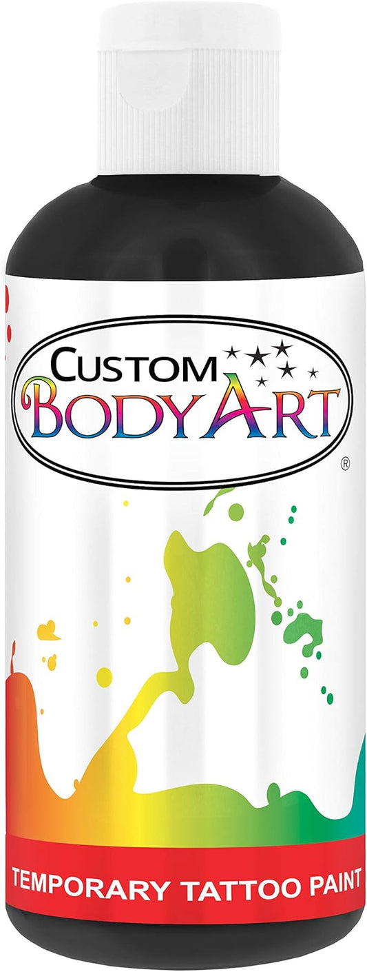 Custom Body Art Black Airbrush Body Paint 8oz - Alcohol-Based, Waterproof, Body Paint for Adults, Cosplay, Temporary Tattoos