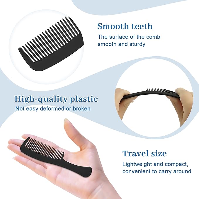Combs Bulk Individually Wrapped Pocket Travel Hair Combs for Women, Men and Kids, Bulk Comb for Homeless Hotel Shelter Home Charity(black, Pack of 100)