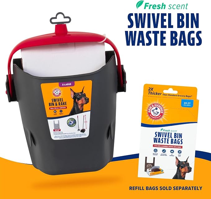 Arm and Hammer Heavy-Duty Dog Pooper Scooper for XL Dogs, Yard Cleanup | Heavy Duty Design Built for XL Dogs and Outdoor Yard Use, Includes an Attached Bag Holder and 2 Waste Bags Included
