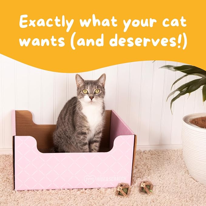 Hide & Scratch Cardboard Cat Scratcher Box & Bed Light Pink Diamond Pad