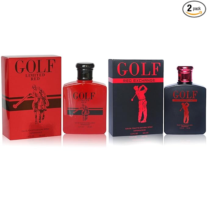 A CENTER Men's Cologne Golf Limited Red& Golf Red ExchangeEau de Parfum Gift Set - 3.4 Fl Oz Each | Citrus Spicy & Woody Ambergris Fragrance | Luxury Perfume for Day & Night