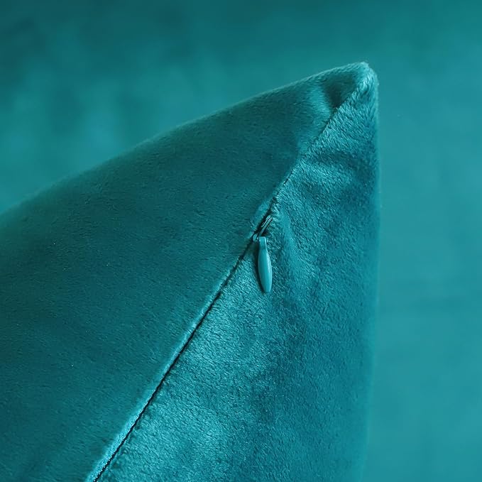 Artscope Luxury Velvet Pillow Covers Decorative Rectangle Pillowcases Soft Solid Cushion Cases for Couch Sofa Bedroom Car Decor 12x20 Inch Teal