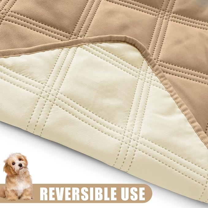 Smiry Waterproof Dog Bed Cover, Reversible Pet Blanket for Sofa Couch | Soft Washable Dog Blanket, Leakproof Couch Cover for Dogs Cats & Furniture Protection, 40x70, Camel/Beige