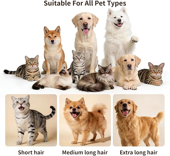 Dog Grooming Vacuum, 12000Pa Powerful with 1.5L Cup 7 in 1 Pet Electric Grooming Vacuum for with Hair Clipper & Shedding Brush, Low Noise, 3 Suction Levels for Thick Hair Cats & Dogs