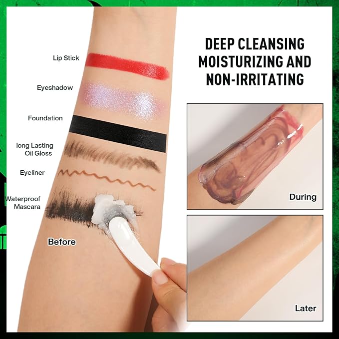 Black White Green Face Paint Kit – 3×50g Oil-Based Grease Makeup with Remover Balm, Brushes & Sponges – Waterproof, Sweat-Proof, Full Coverage Halloween, Cosplay & Stage SFX Makeup