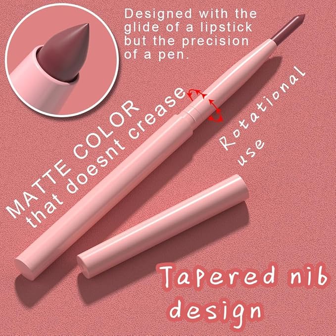 evpct 3Pcs Retractable Lip Liner Pencils Set Pack for Shaping & Sculpting Lips, Dark Mauve Maroon Purple Plum Ruby Red Creamy Matte Velvet Pigmented Lip Liner lipliners Crayon Lipstick,06 + 07 + 11