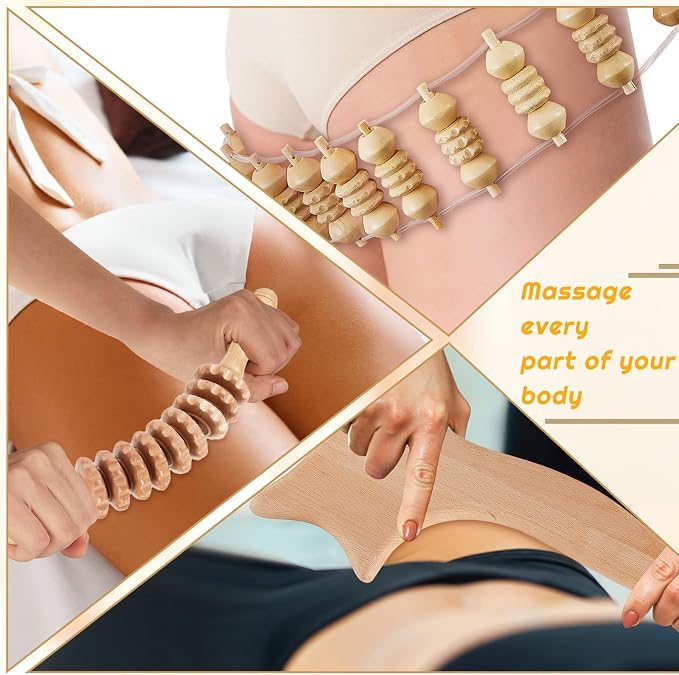 16-in-1 Wood Therapy Massage Tools Set for Body Sculpting Lymphatic Drainage Massager Maderoterapia Kit Therapy Tools Muscle Pain Relief Women Face Wood Roller Fascia Mother Gift Spa Party Supplies