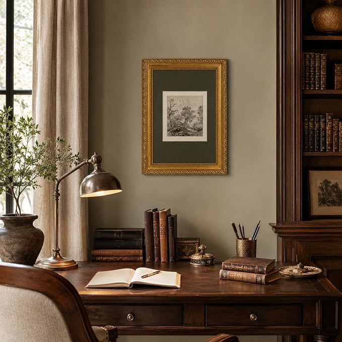 Ymsagrs Gold Frame Vintage Landscape Sketch Canvas Wall Art,11x9in | Neutral Botanical Picture Art,Cottagecore Wall Decor for study, living room, hallway, office or entryway.