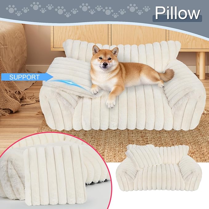 Cute Dog Couch for Medium Large Dogs,Dog Cat Couch Sofa,Dog Bed,L,Grey | Dog Couch Bed with Removable Washable Cover,Cute Fluffy Pet Sofa Cat Couch Bed,Washable Dog Bed Medium Large Size Dog