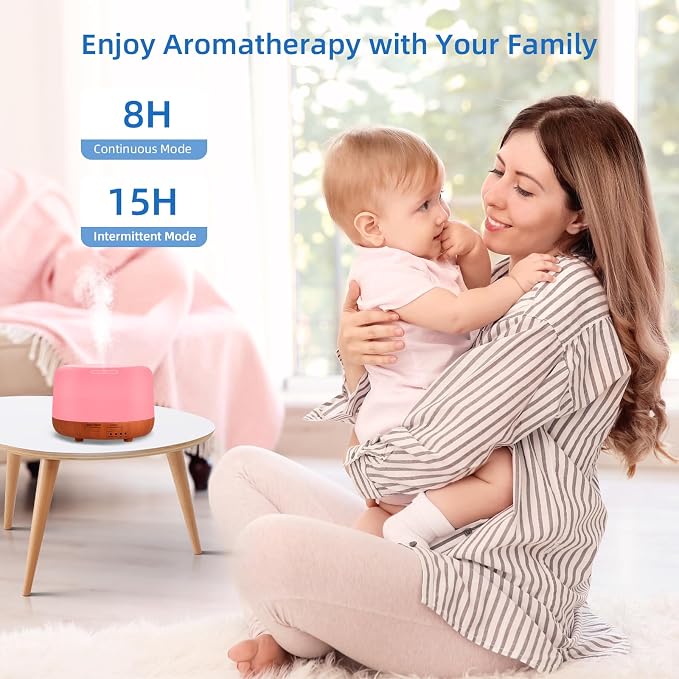 SPLITSKY 300ML Essential Oil Diffuser,Small Room Aromatherapy Diffuser, Quiet 8H Operation, 7-Color LED Light, 4 Timer, Remote Control, Auto-Off, for Bedroom, Living Room, Kitchen, Yoga, Gifts