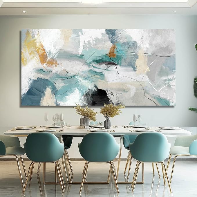 SOUGUAN Green Wall Art Abstract Wall Decor Teal Pictures Canvas Prints Artwork for Walls 29"x58"