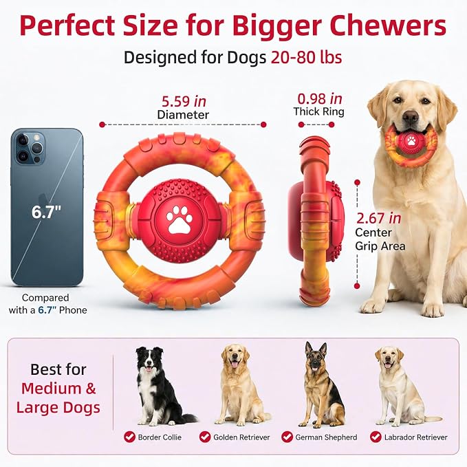 Pamlulu Tough Dog Toys for Aggressive Chewers, Indestructible Dog Toy for Large Dogs, Nylon Chew Toys for Medium Large Breed, Interactive Dog Toys to Keep Them Busy, Dog Birthday