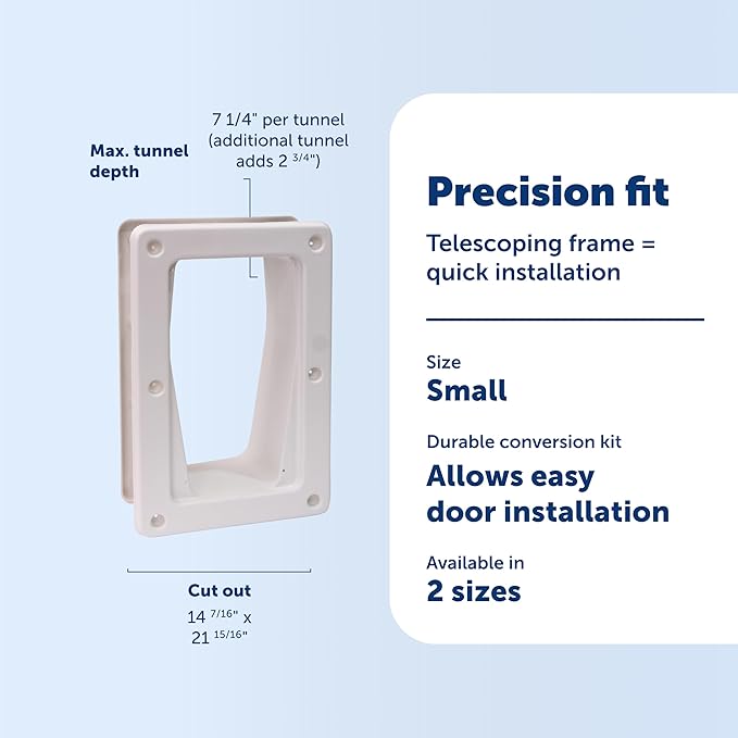 PetSafe Electronic Pet Door Wall Conversion Kit, Small | Telescoping Design for Quick Wall Install, Includes Frame, Tunnel, Hardware, Cutting Template & Instructions