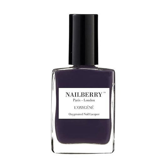 Nailberry L'Oxygéné Oxygenated Nail Lacquer | Blueberry | Dark Blue Purple Opaque Nail Polish | UV Protected Long-Wear Nail Polish | 12-Free | Vegan | Certified Halal | Cruelty & Gluten Free | 15 ml
