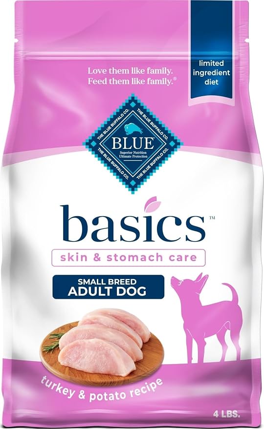 Blue Buffalo Basics Turkey Small Breed Adult Dry Dog Food, 4 lb | Skin & Stomach Care, Real Turkey #1 Ingredient, Limited Ingredient Diet, Antioxidant-Rich LifeSource Bits, High Energy Needs