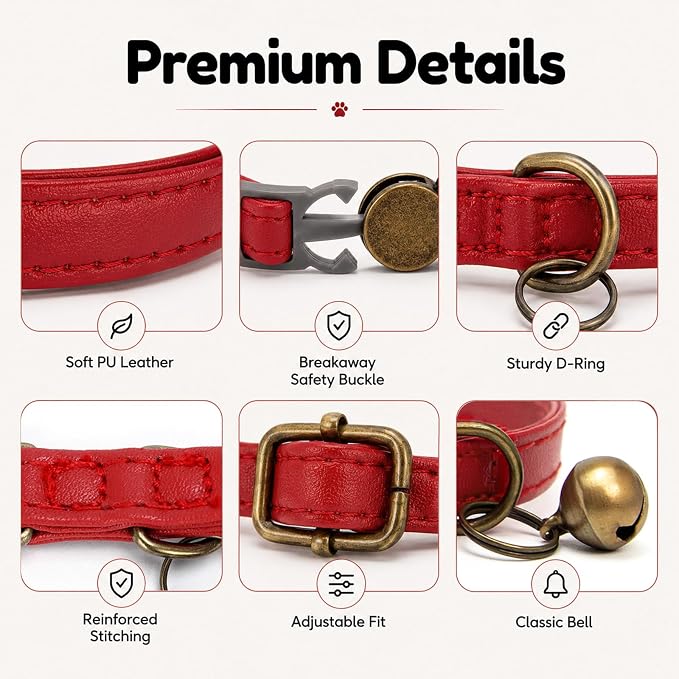 Personalized Breakaway Cat Collar with Name, Red