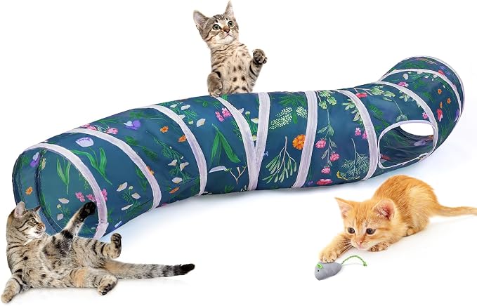 Glittme S-Shape Cat Tunnel, Foldable Cat Tunnels for Indoor Cats