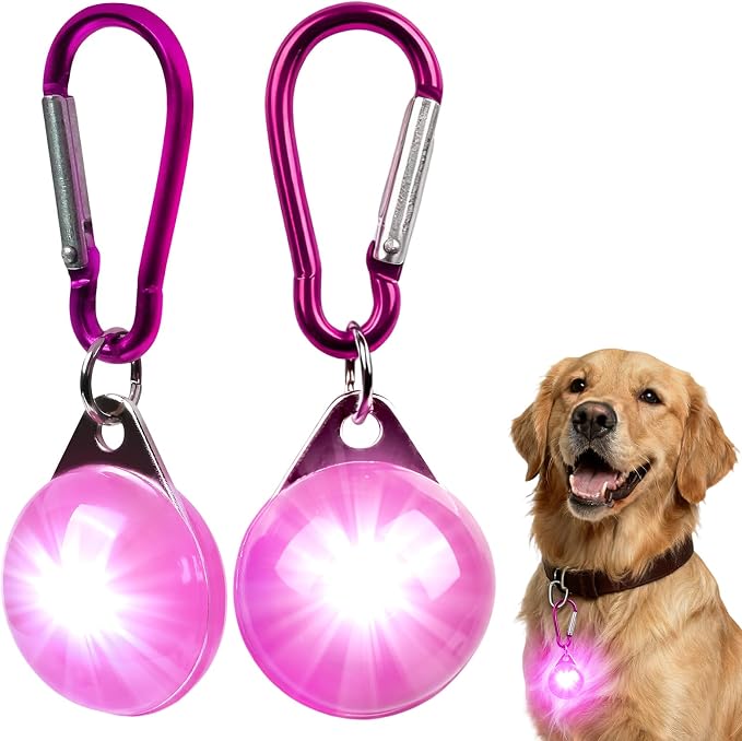 Dog Collar Light for Night Walking - LED Pet Collar for Night time Clip on | 3 Modes LED Flashing Light for Large Medium Small Pets, Outdoor, Running, Camping Bike (Pink)