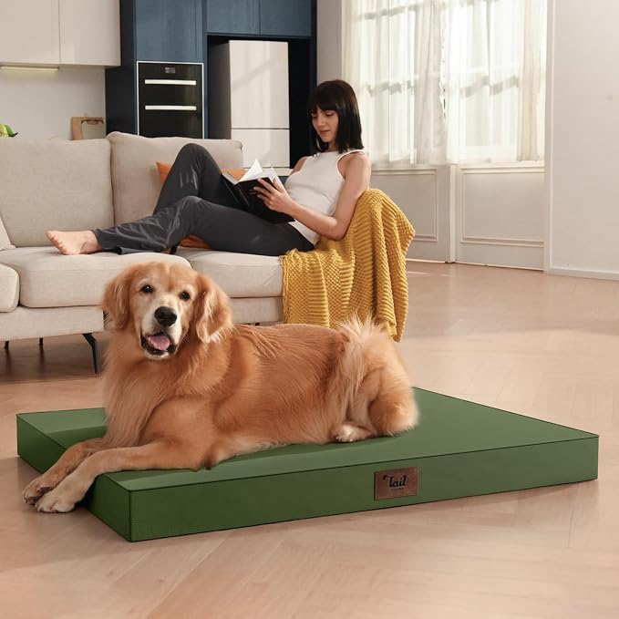 Outdoor Extra Large Dog Bed XXL for Giant Breed Dogs | Egg Crate Orthopedic Foam, Fits 48x30 Crates, TPU Waterproof Layer, Machine Washable 1680D Oxford Cover, Up to 110 lbs