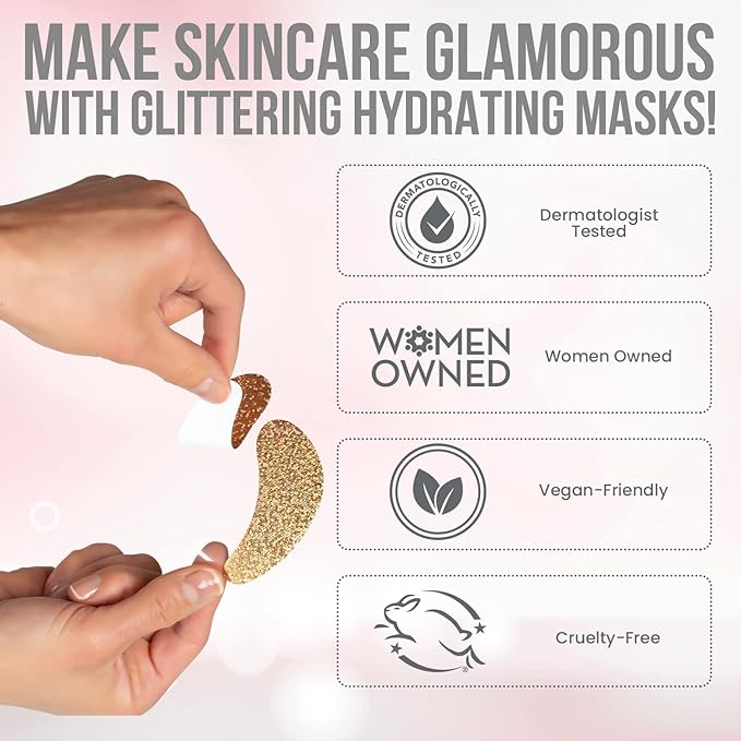 MISS SPA Under Eye Patches Brightening De-Puffing Eye Masks with Caffeine B3 Vitamins, Hydrating Eye Masks for Wrinkles Fine Lines Gold Under Eye Patches Skin Care, Dermatologist Tested (4 pairs)