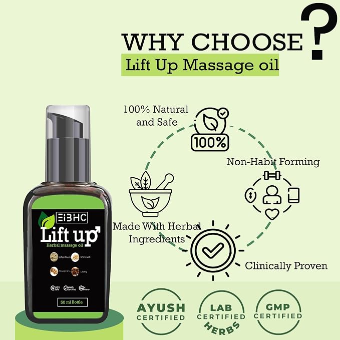 Lift up Massage Oil 50 ml | Herbal Oil for Couples - Massage Oils for Date Night - Massage Oil for for Intimate Moments -Aphrodisiac Massage Oils - Muscle Relaxer Oils 1.69 Fl Oz.