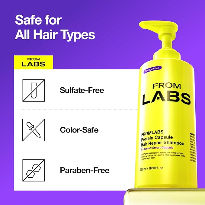 FROMLABS Protein Capsule Hair Repair Shampoo, Scalp Clarifying & Damage Repair, Hydrating Cleanse, Sulfate-Free, Color-Safe, All Hair Types, Korean Beauty, 16.9 fl oz