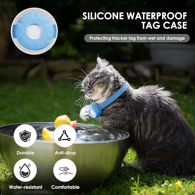 GPS Tracker for Cats (iOS Only), MINI GPS Cat Tracker, Pet Tracker, No Monthly Fee, Compatible with Apple Find My, Anti-Lost, Finder Tag for Vehicles, Pets, Kids, Items (Blue)