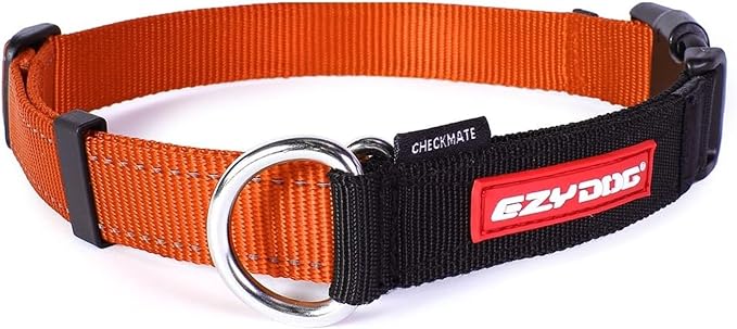 EzyDog Checkmate Martingale Collar for Dogs – Premium Nylon Training Dog Collar for Easy Control with no Choking (X-Large, Orange)