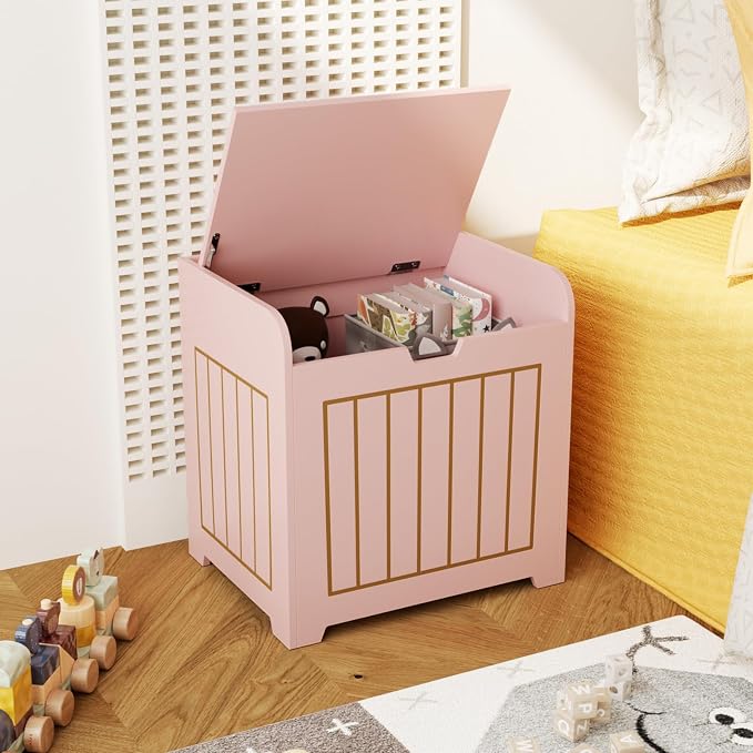 Aenuert Storage Chests, Small Cube Organizer Box,Wooden Entryway Storage (Pink, Without Handles)