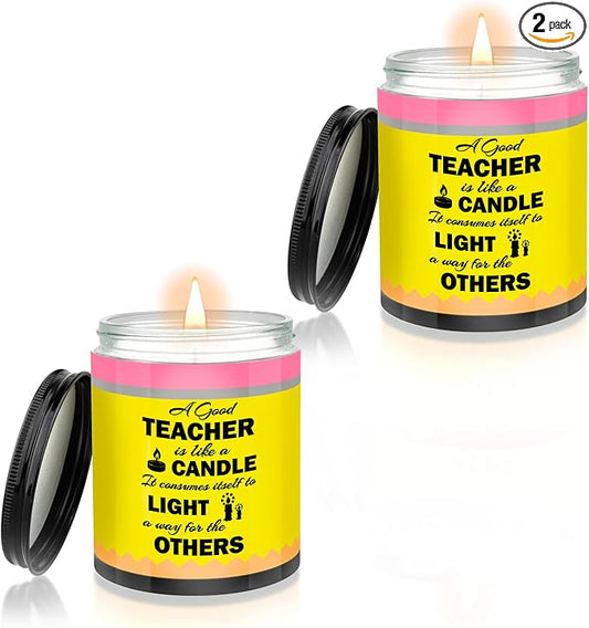 2 Pcs Teacher Appreciation Gifts Teacher Candle Pencil Designed Candles for Teacher Appreciation Week Graduation Party Favors Birthday Gifts for Women Teacher