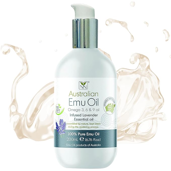 Y Not Natural Pure Emu Oil - Organic Moisture for Face, Body, Hair, Scalp & Nails - Rich in Omega 3-6-9, Vitamins & Essential Minerals - Australian Emu Oil (200ml) 6.76 fl oz - Lavender