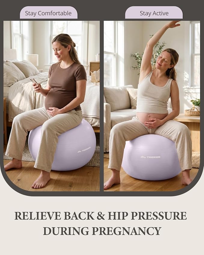 Trideer Exercise Ball, Stability Yoga Ball for Physical Therapy, Active Sitting, Pregnancy & Birth Labor Prep, Core Strength, Balance Training, Posture Improvement and Daily Stretching, 55/65/75cm