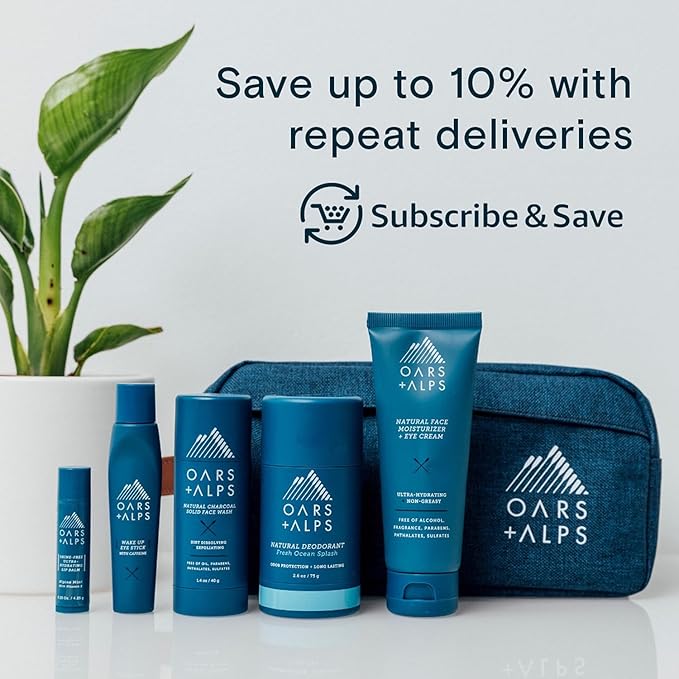 Oars + Alps Blue Charcoal Exfoliating Men's Bar Soap, Dermatologist Tested and Made with Clean Ingredients, Travel Size, 3 Pack, 6 Oz Each