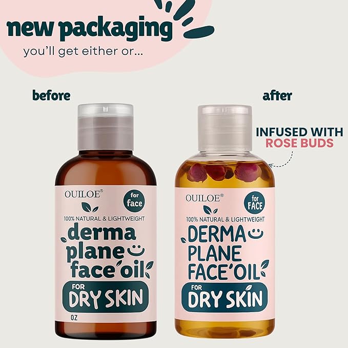 Dermaplane Oil for Women with Dry Skin - Face Shaving Oil - Non Comedogenic, Fragrance Free, Natural & Lightweight - Use with Dermaplane Razor for Women Face, 2oz by Ouiloe