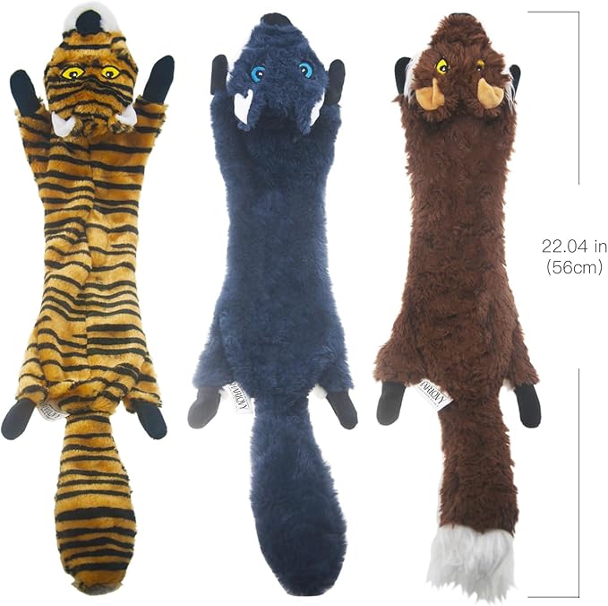 SHARLOVY Dog Squeaky Toys 5 Pack, Pet Crinkle Toy No Stuffing Animals Plush