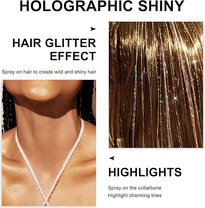 Hair and Body Glitter Spray, 1PC Glitter Hairspray Dry Powder Makeup for Clothes, Festival Rave Prom Loose Sparkle Powder,Holographic Ultra Fine Resin Glitters for Crafts (Sparkling Gold)