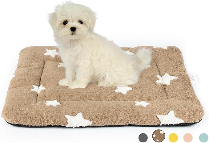 Mora Pets Dog Crate Pad Washable Cat Dog Bed for Crate Flat Pet Kennel Mat | Soft Dog Cat Bed Mat, Puppy Crate Pad for Dog Cage Cozy Sleeping Liner, Cute Pet Pillow Cushion Anti Slip Small Brown 24 x 18