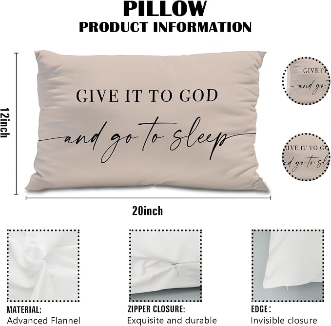 Give It to God and Go to Sleep, Decorative Pillows Cover for Bed, Throw Pillows Cover for Bed,12x20 Inch Pillow Case,Decorative Bed Pillows Cover for Bedroom Room (12x20, Tawny)