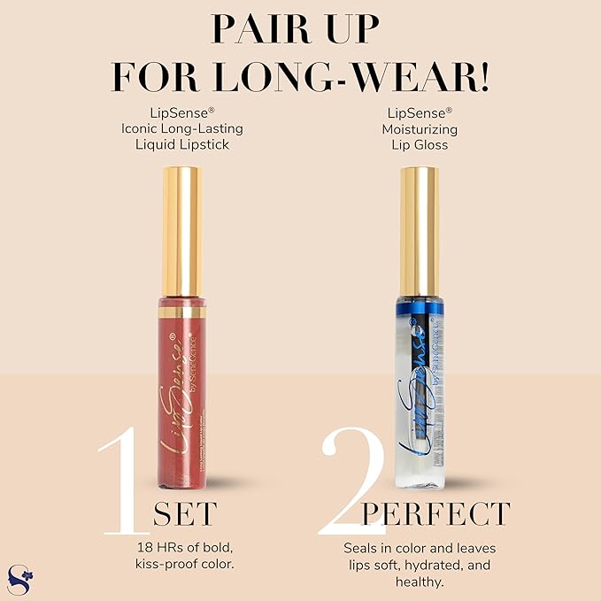 SeneGence LipSense Fly Girl Liquid Lipstick and Glossy Clear Lip Gloss Duo – 18HR Wear, Hydrating, Waterproof, Transfer-Proof