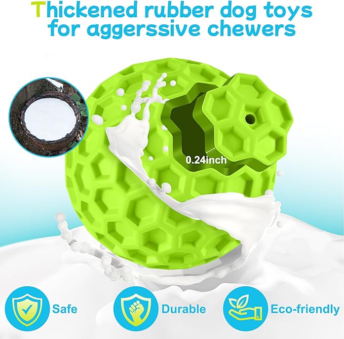 havit Indestructible Squeaky Dog Balls for Aggressive Chewers, Interactive Dog Toys to Keep Them Busy, Rubber Dog Chew Toy for Large Medium Breeds, Outdoor Waterproof (4 Colors)