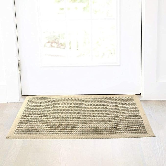 FUKUMARU Cat Scratcher Mat, 23.6 X 15.7 Inch Natural Sisal Cat Scratch Mat | Horizontal Cat Scratching Pad Mat Floor Rug with Sticky Tapes, Cat Wall Scratcher for Indoor Cats, Protect Carpet, Thicken