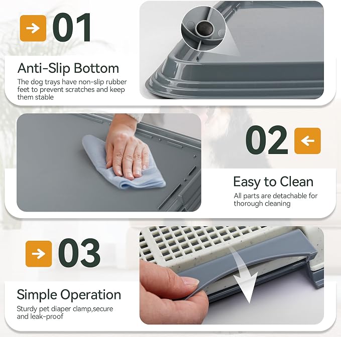 Dog Pee Pad Holder with High Wall, Large Puppy Potty Training Tray with Mesh Grid & Splash Guard, 23.6” x 23.6” Indoor Dog Litter Box, Includes 4 Disposable Pee Pads