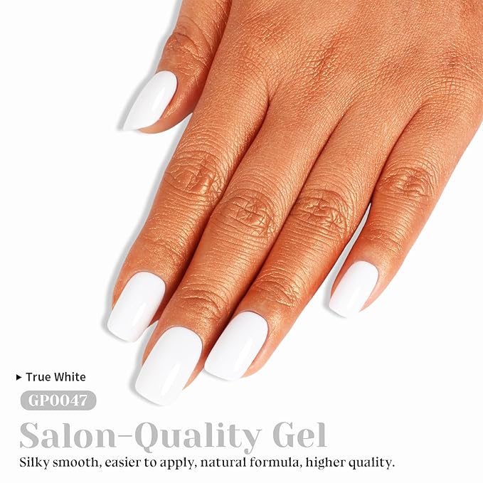 White Gel Nail Polish, UV/LED Soak Off Opaque White Gel Polish for Nail Art Starter or Manicute Salon,French Tips Kit,0.51 Fl.oz - GP0047