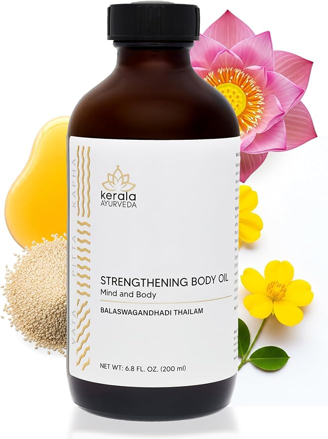 Kerala Ayurveda Balaswagandhadi Thailam - Ayurvedic Massage Oil for Body with Ashwagandha - Balances Vata and Pitta, Calms Mind, Nourishes Body & Tones Muscles, 6.76 Fl Oz