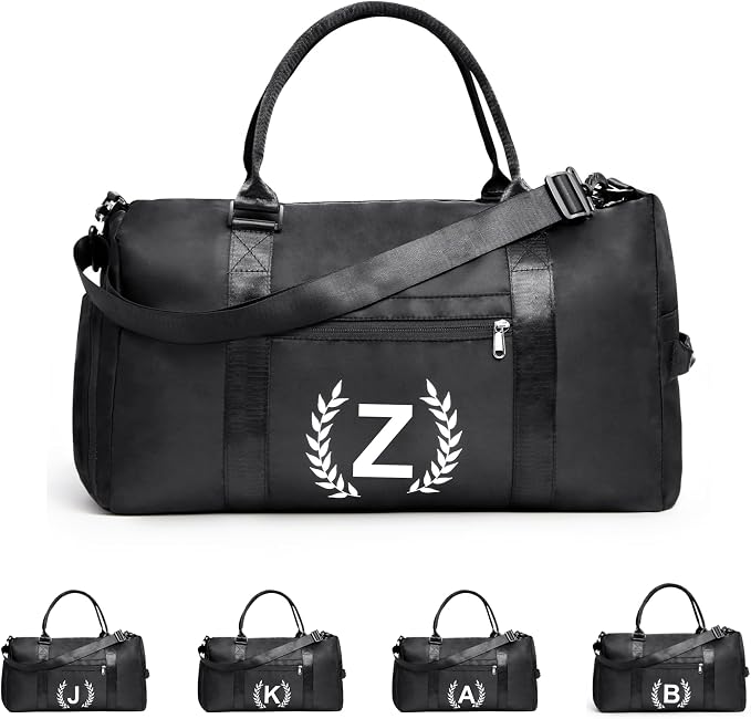 Gifts for men - Gym Bag for Men - Fitness Workout Sports Travel Duffle Bag with Wet Pocket & Shoes Compartment Father's day, Birthday or Anniversary for Men, Z, Jet Black, GG100