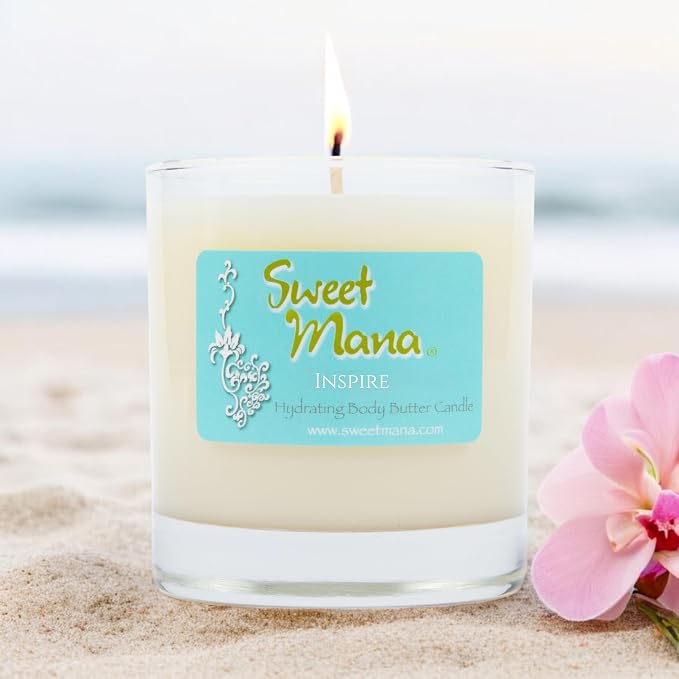 | Lotion Candle | Luxury Soy Candle | Aromatherapy Massage Candle | Massage Oil Candles | Inspire | Sea Salt + Orchid | Spa Scent | Hand Poured in USA | 9 oz.