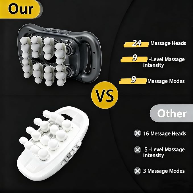 24-Head Deep Tissue Massage Gun Set – Portable Percussion Massager with 9 Modes & 9 Intensities, Quiet Rechargeable Handheld Body Massager (Gray)